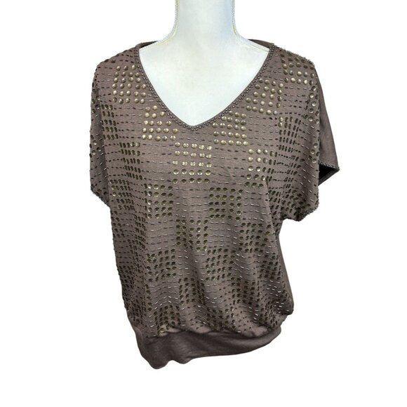 Aryn K. blouse, size Medium. beaded, geometric, casual, NWT, office, vacation - Picture 1 of 14
